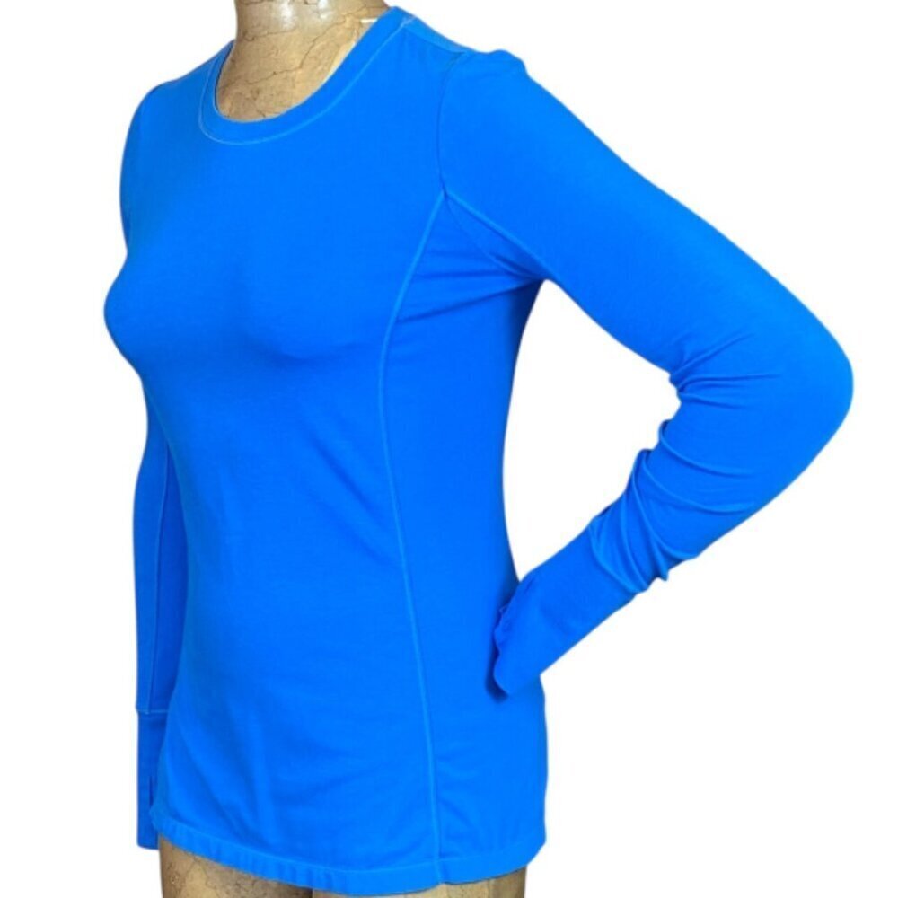 Athleta Long Sleeve Thumbhole Crew Neck Activewear Athleisure Top XS Blue #336A
